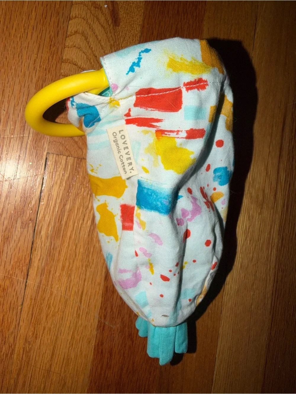 Lovevery Organic Cotton Teether Lovey - Yellow & Multicolor